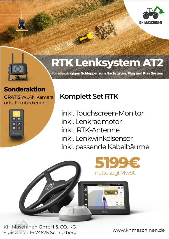 Parallelfahr-System del tipo KH Maschinen RTK Lenksystem | GPS | Nachrüstsatz für alle Schlepperhersteller, Neumaschine en Schrozberg (Imagen 1)